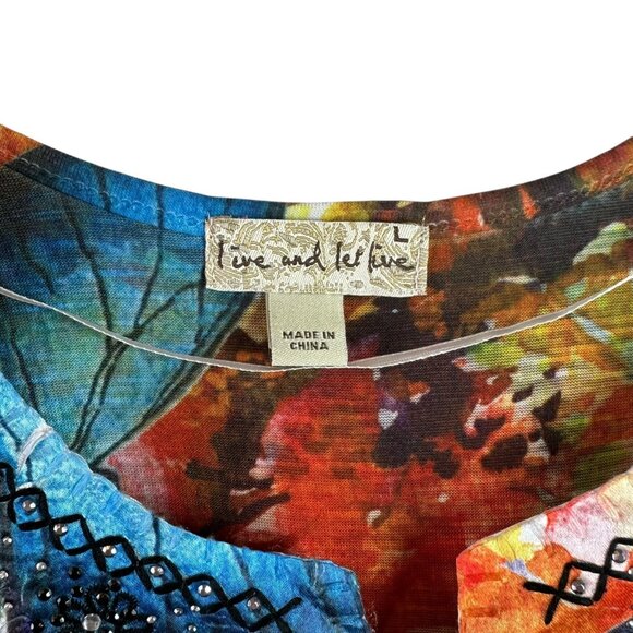 Live & Let Live Butterfly Fairycore Chiffon Top Dreamy Boho Festival Blouse L - Picture 6 of 7